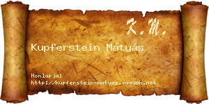 Kupferstein Mátyás névjegykártya
